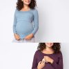 Ropa Premama Seraphine | Camisetas Premama Y Lactancia Acanaladas De Algodon- Pack De 2