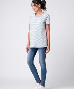 Ropa Premama Seraphine | Camiseta De Maternidad A Lactancia Con Rayas Azules Y Blancas