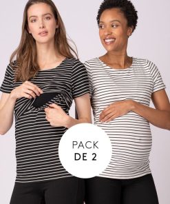 Ropa Premama Seraphine | Paquete De Dos Camisetas De Rayas Premama A Lactancia Esenciales