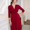 Ropa Premama Seraphine | Vestido Premama 3/4 Con Nudo - Rojo Burdeos