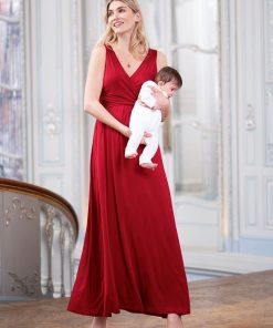 Ropa Premama Seraphine | Vestido Premama De Fiesta Largo - Rojo