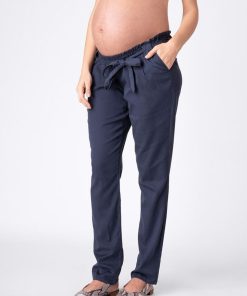 Ropa Premama Seraphine | Pantalones Premama Chinos Azulen Mezcla De Algodon