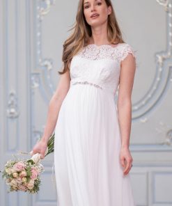 Ropa Premama Seraphine | Vestido De Boda Premama De Seda Y Encaje - Marfil