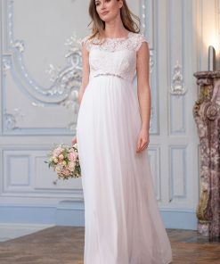 Ropa Premama Seraphine | Vestido De Boda Premama De Seda Y Encaje - Marfil