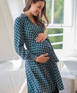 Ropa Premama Seraphine | Vestido Camisero Premama Y De Lactancia En Color Verde Azulado