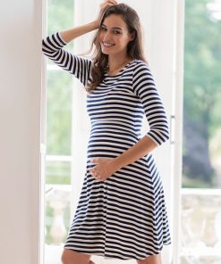 Ropa Premama Seraphine | Vestido Premama De Rayas Marineras - Blanco Y Azul