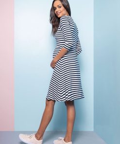 Ropa Premama Seraphine | Vestido Premama De Rayas Marineras - Blanco Y Azul