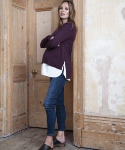 Ropa Premama Seraphine | Jersey Lactancia Premama Con Camisa - Burdeos