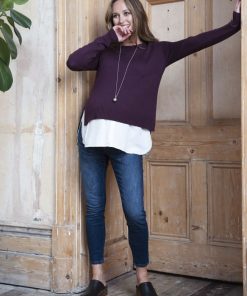 Ropa Premama Seraphine | Jersey Lactancia Premama Con Camisa - Burdeos