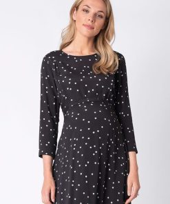 Ropa Premama Seraphine | Vestido Lactancia Premama Lunares - Negro