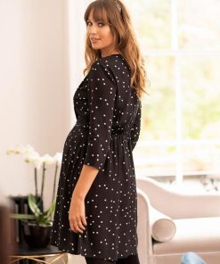 Ropa Premama Seraphine | Vestido Lactancia Premama Lunares - Negro