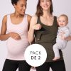 Ropa Premama Seraphine | Camisetas Lactancia Premama -Rosa Y Caqui Pack De Dos