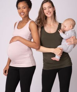 Ropa Premama Seraphine | Camisetas Lactancia Premama -Rosa Y Caqui Pack De Dos