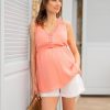 Ropa Premama Seraphine | Blusa Premama Y Lactancia Bordada En Coral