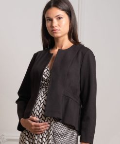 Ropa Premama Seraphine | Chaqueta Negra De Premama De Peplum