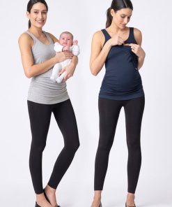 Ropa Premama Seraphine | Camisetas Lactancia Premama - Pack Gris Y Azul Marino