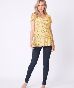 Ropa Premama Seraphine | Blusa Premama Con Flores Amarilla