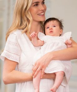 Ropa Premama Seraphine | Vestido Premama A Lactancia Con Bordado Ingles Blanco