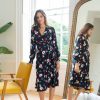 Ropa Premama Seraphine | Vestido Premama Midi Con Estampado Floral En Color Negro