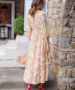 Ropa Premama Seraphine | Vestido Premama Y De Lactancia Con Estampado De Cachemira Y Busto En Lazo