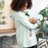 Ropa Premama Seraphine | Sudadera Con Capucha Fruncida De Maternidad A Lactancia Verde Menta