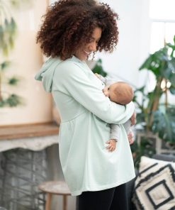 Ropa Premama Seraphine | Sudadera Con Capucha Fruncida De Maternidad A Lactancia Verde Menta