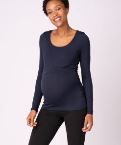 Ropa Premama Seraphine | Camiseta Lactancia Premama- Pack De 2 Azul Y Gris