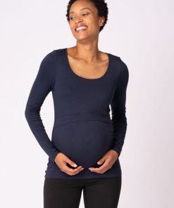 Ropa Premama Seraphine | Camiseta Lactancia Premama- Pack De 2 Azul Y Gris