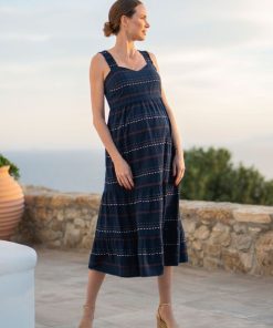 Ropa Premama Seraphine | Vestido Midi De Punto Bohemio De Algodon Premama Y De Lactancia