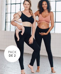 Ropa Premama Seraphine | Leggings Premama De Algodon Negro - Pack De 2