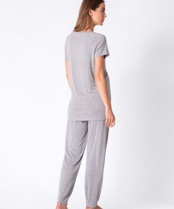 Ropa Premama Seraphine | Pijama Premama Y Lactancia Cruzado Gris