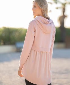 Ropa Premama Seraphine | Sudadera Rosa Con Capucha De Maternidad A Lactancia Con Camiseta Interior Integrada