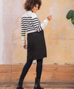 Ropa Premama Seraphine | Vestido Premama Y De Lactancia En Color Negro Con Jersey De Rayas Marineras