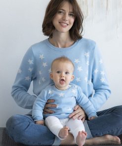 Ropa Premama Seraphine | Conjunto De Jerseis De Punto Con Estrellas Azules A Juego De Mama & Mini