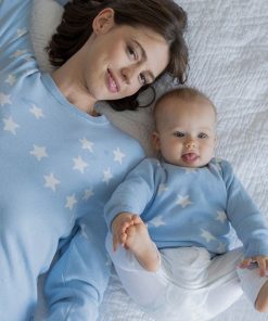 Ropa Premama Seraphine | Conjunto De Jerseis De Punto Con Estrellas Azules A Juego De Mama & Mini