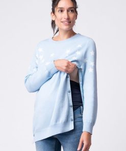 Ropa Premama Seraphine | Conjunto De Jerseis De Punto Con Estrellas Azules A Juego De Mama & Mini