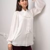 Ropa Premama Seraphine | Blusa De Premama Blanca Con Lazo En La Parte Delantera