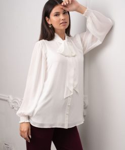 Ropa Premama Seraphine | Blusa De Premama Blanca Con Lazo En La Parte Delantera