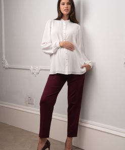 Ropa Premama Seraphine | Blusa De Premama Blanca Con Lazo En La Parte Delantera