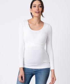 Ropa Premama Seraphine | Camiseta Lactancia Premama- Pack De 2 Blanco Y Negro