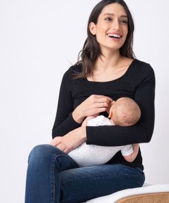 Ropa Premama Seraphine | Camiseta Lactancia Premama- Pack De 2 Blanco Y Negro