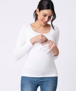 Ropa Premama Seraphine | Camiseta Lactancia Premama- Pack De 2 Blanco Y Negro